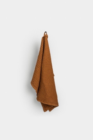 LINEN WAFFLE KITCHEN HAND TOWEL CINNAMON