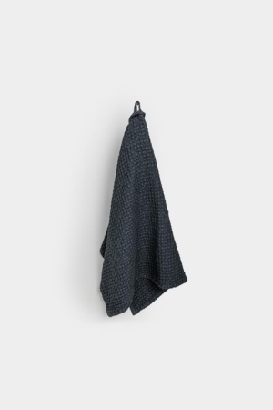 LINEN WAFFLE KITCHEN HAND TOWEL DARK GRAY 