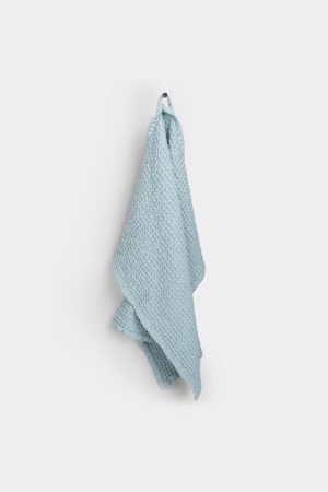 LINEN WAFFLE KITCHEN HAND TOWEL DUSTY BLUE