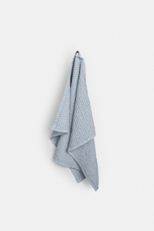 LINEN WAFFLE KITCHEN HAND TOWEL LIGHT GRAY 