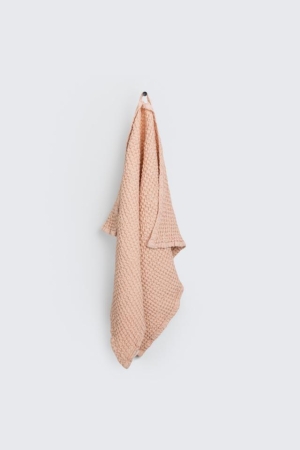 LINEN WAFFLE KITCHEN HAND TOWEL PEACH