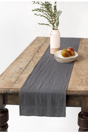 LINEN TABLE RUNNER IN CHARCOAL GRAY