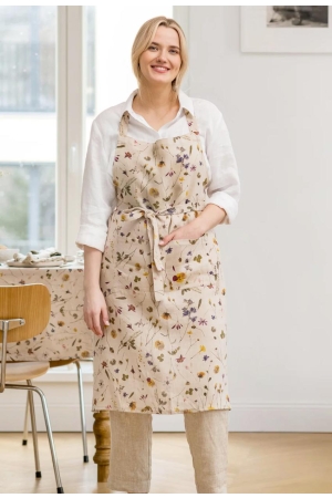 LINEN BIB APRON IN BOTANICAL PRINT