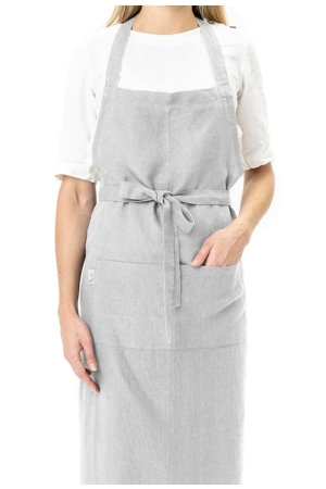 LINEN BIB APRON IN LIGHT GRAY