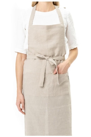 LINEN BIB APRON IN NATURAL LINEN