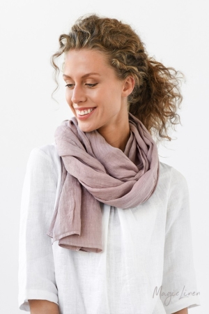 LINEN SCARF,  woodrose