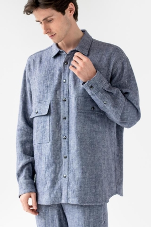 MEN'S LINEN SHIRT ASHEVILLE DENIM - HANDMADE