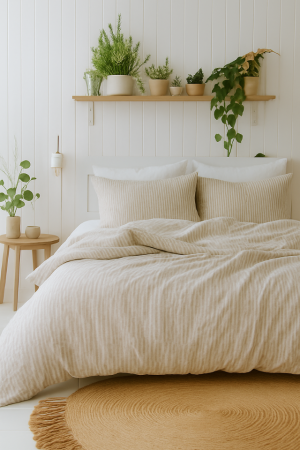 Natural Stripes Linen Duvet Cover