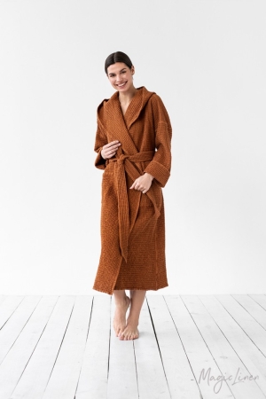 WOMEN'S WAFFLE LINEN ROBE CINNAMON