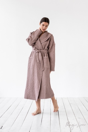 WOMEN'S WAFFLE LINEN ROBE WOODROSE