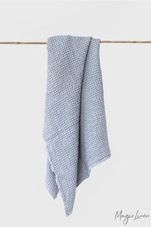 LINEN WAFFLE BATH TOWEL LIGHT GRAY 100x140cm