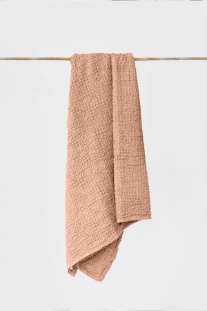 LINEN WAFFLE BATH TOWEL PEACH 100x140cm