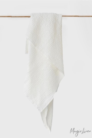 LINEN WAFFEL BATH TOWEL WHITE 100x140cm