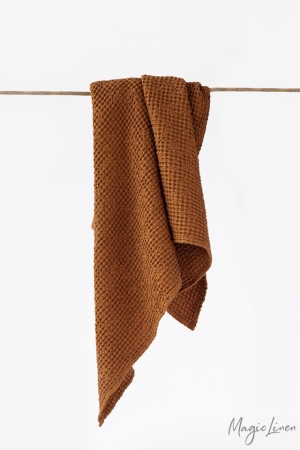 LINEN WAFFLE BATH TOWEL CINNAMON 100x140cm