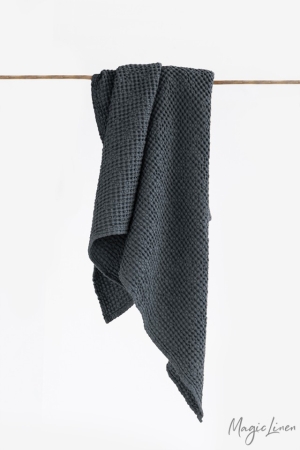 Linane sauna- ja vannirätik, vahvelkude DARK GRAY- MagicLinen