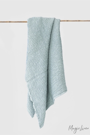 LINEN WAFFLE BATH TOWEL DUSTY BLUE 100x140cm