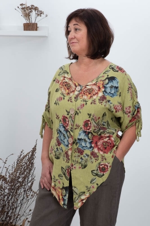 FLOWERS LINEN BLOUSE,  ACIDO