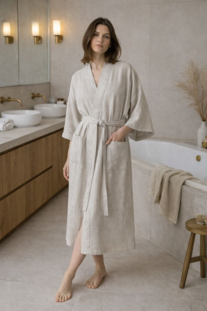 Melange Linen Summer Bathrobe