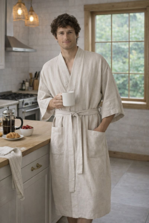 Melange Linen Summer Bathrobe