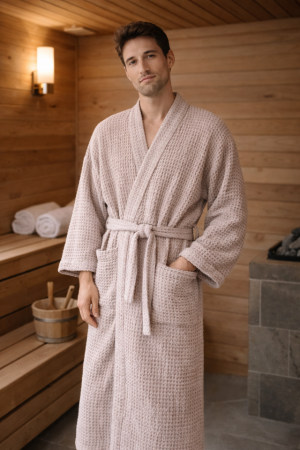 MEESTE LINANE VAHVELKOEGA HOMMIKUMANTEL POWDER