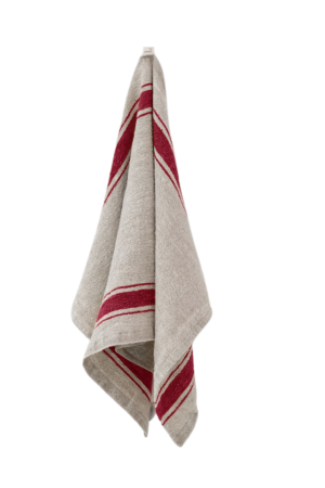 Red Stripe Vintage Linen Kitchen Towel