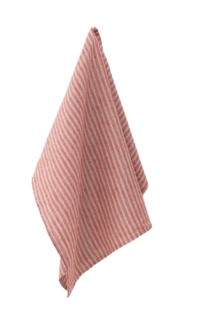 Red Natural Stripes Linen Kitchen Towel