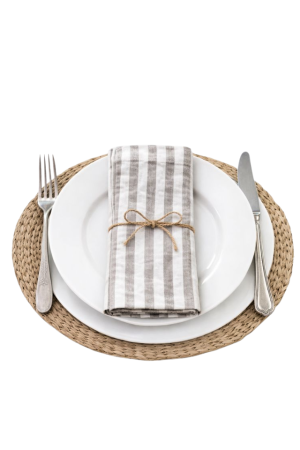 LINASED SALVRÄTIKUD NATURAL WHITE STRIPES 6 TK