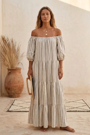 Linane kleit Santorini triibuline