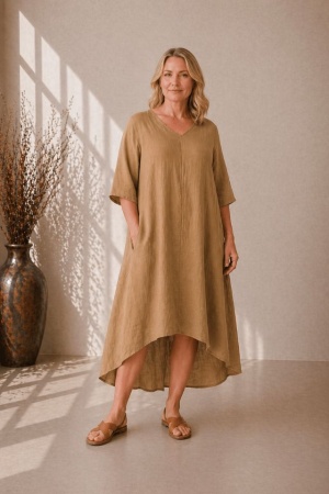 Linane kleit Kamille camel