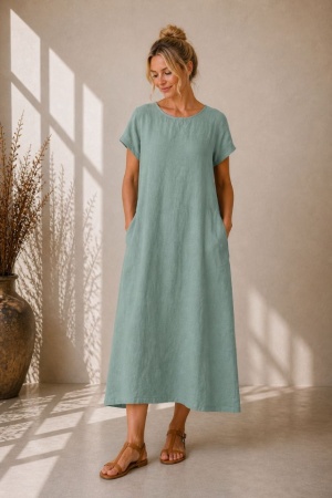 Linen dress Melody sea green