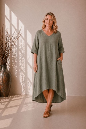 Linane kleit Kamille salveiroheline