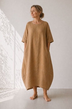 Linane kleit Laara latte-pruun