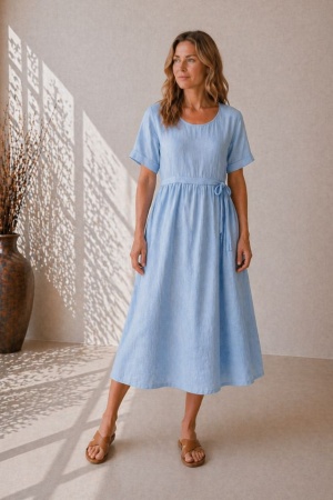 Linane kleit Stella hele taevasinine