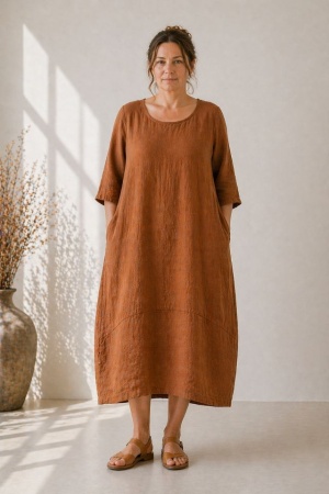 Linen dress Annarose cinnamon