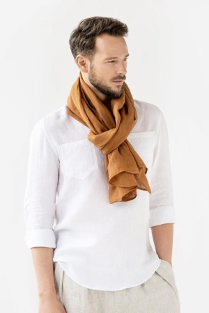 LINEN SCARF CINNAMON - HANDMADE