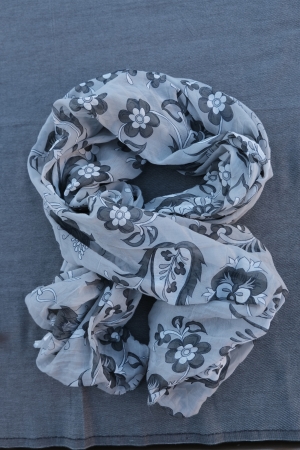 SILK SCARF, DARK GREY