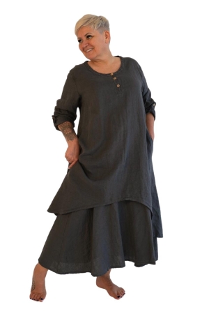 LINEN DRESS WITH UNDERWEAR ROOSI, dark grey