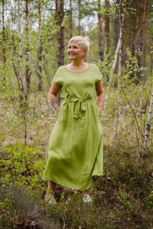 LINEN DRESS ANNABEL, nephrite green
