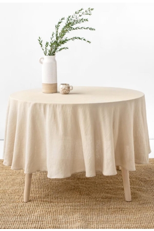 ROUND LINEN TABLECLOTH IN NATURAL LINEN
