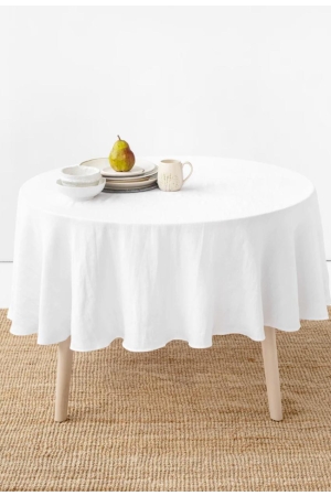ROUND LINEN TABLECLOTH IN WHITE