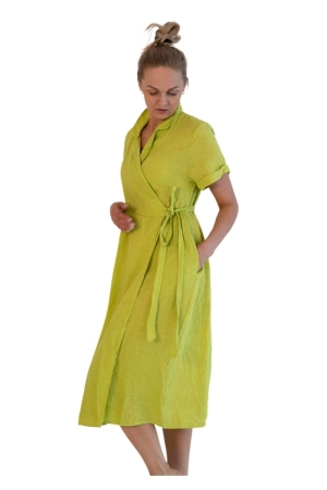 LINEN DRESS VIOLA, lime green