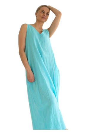 LINEN DRESS CAMILL, turquoise blue