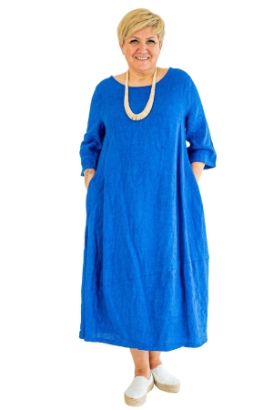 ANNAROSE LINEN DRESS, BLUE