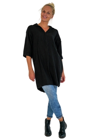 LINEN DRESS/TUNIC CELIA, black