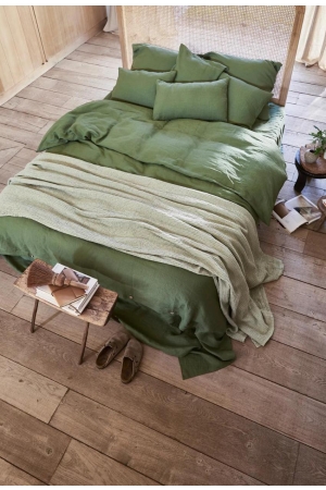 Linane kummiga voodilina forest green-4.jpg
