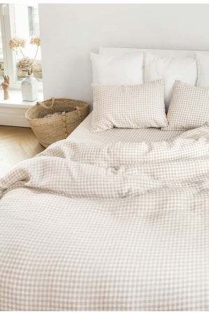 Linane voodilina Natural Gingham-3.jpg