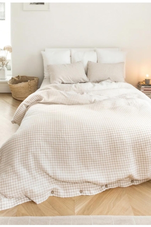 Linane voodipesukomplekt Natural Gingham-2.jpg