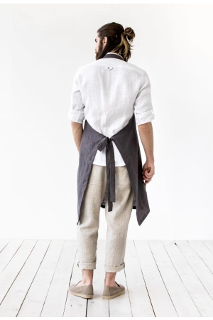 Meeste linane põll Bib Apron Charcoal Gray-2.jpg