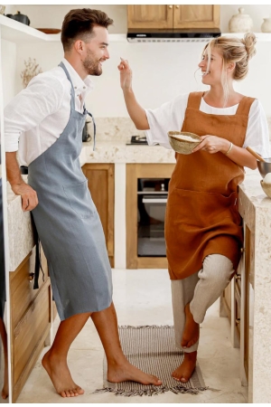 Meeste linane põll Bib Apron Gray Blue-2.jpg