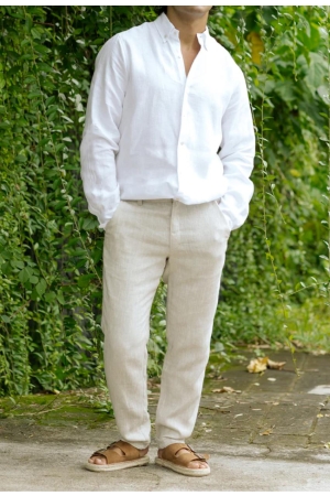 Meeste linased püksid Soglio Natural melange.jpg